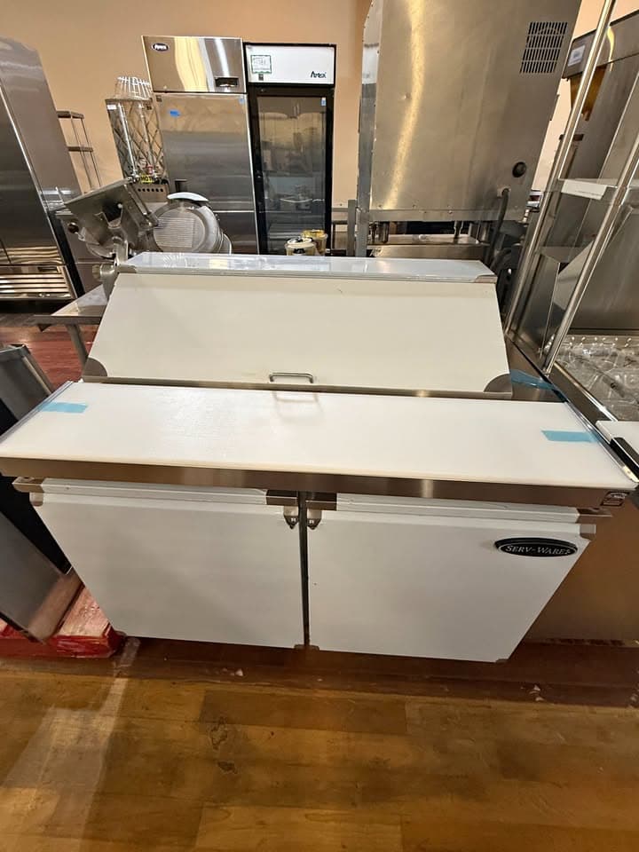 NEW SERV-WARE 48" REFRIGERATED PREP TABLE – IN STOCK NOW!