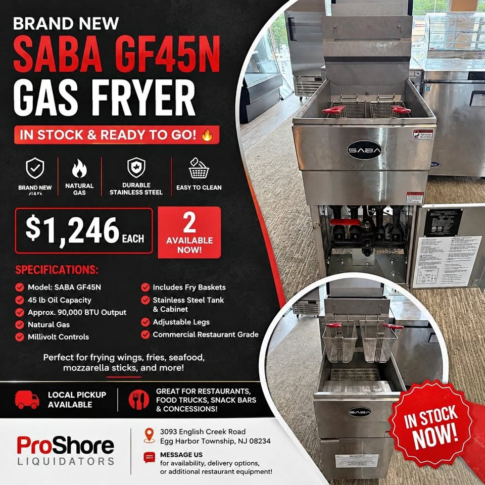 BRAND NEW SABA GF45N GAS FRYER β IN STOCK