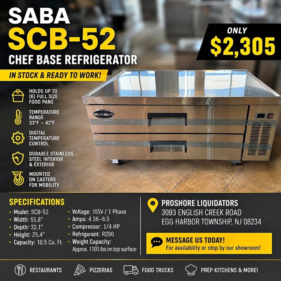 SABA SCB-52 Refrigerated Chef Base – IN STOCK!