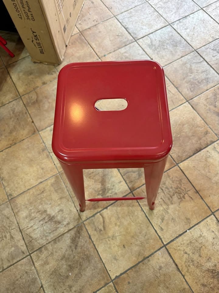 24” Red Metal Bar Stools – Heavy Duty