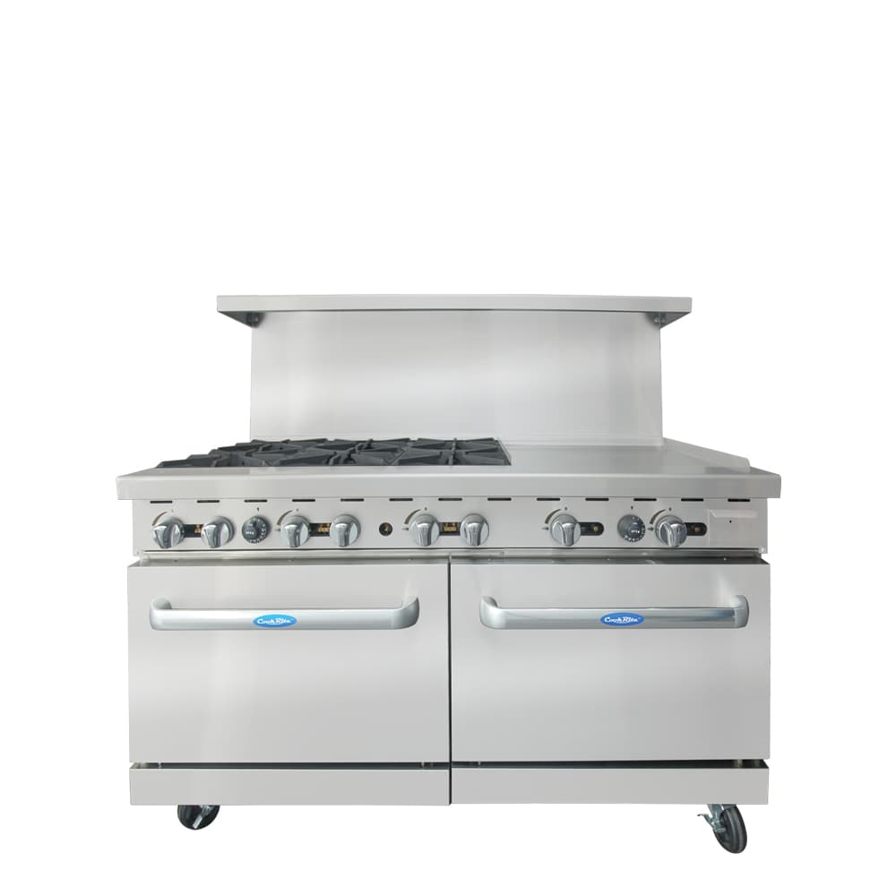 CookRite AGR-6B24GR — 60″ Gas Range with Six (6) Open Burners & 24″ Griddle