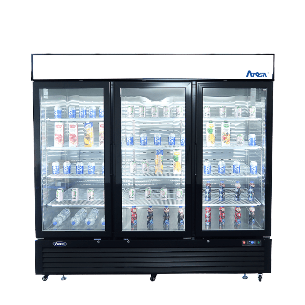 Atosa MCF8728GR — Black Cabinet Three (3) Glass Door Merchandiser Freezer — New commercial restaurant equipment for sale
