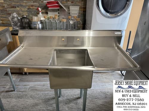 Pro Shore 1SG-181812LR18 — Economy Sink, One-Compartment, 54" Wide with 2 Drain Boards — Used commercial restaurant equipment for sale