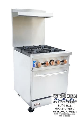 Copper Beech CBR-4 Range with Oven — 24" Gas Restaurant Range — Used commercial restaurant equipment for sale
