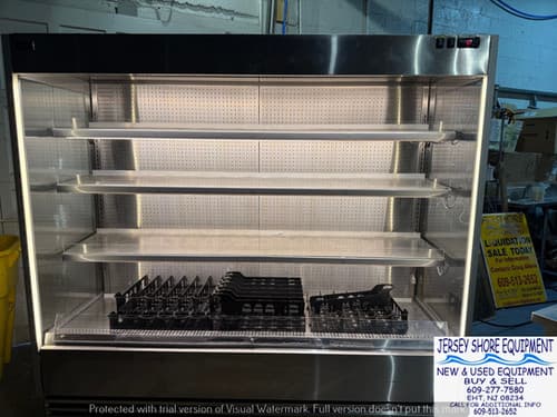 GTI Designs 77" Wide Open Air Merchandiser — Display Case with Casters & LED Lights — Used commercial restaurant equipment for sale